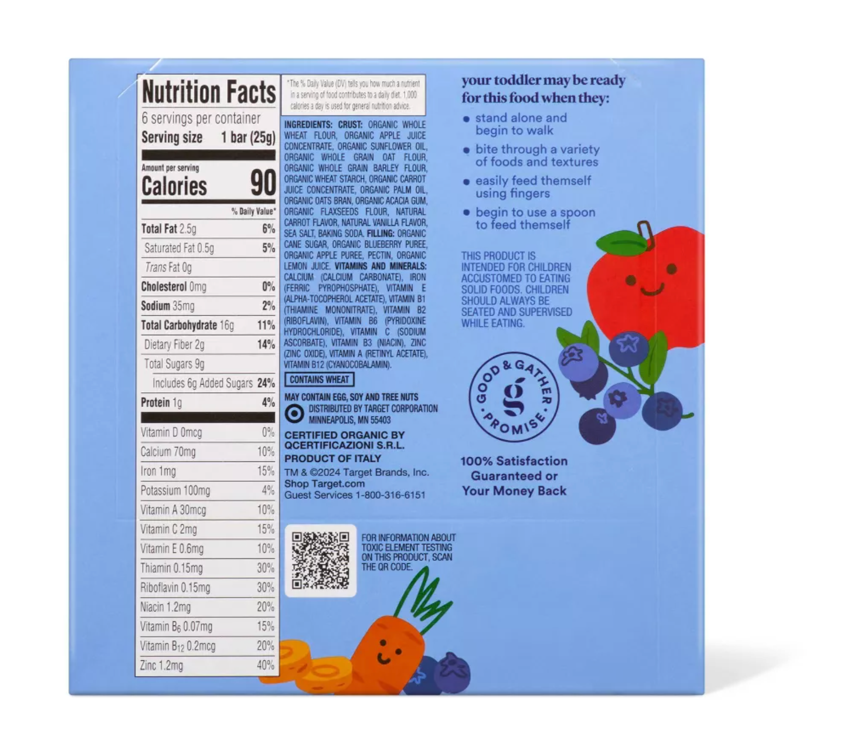 GOOD & GATHER ORGANIC TODDLER BLUEBERRY SNACK BAR