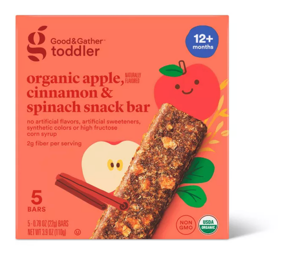 GOOD & GATHER APPLE CINNAMON + SPINACH SNACK BARS 12M+