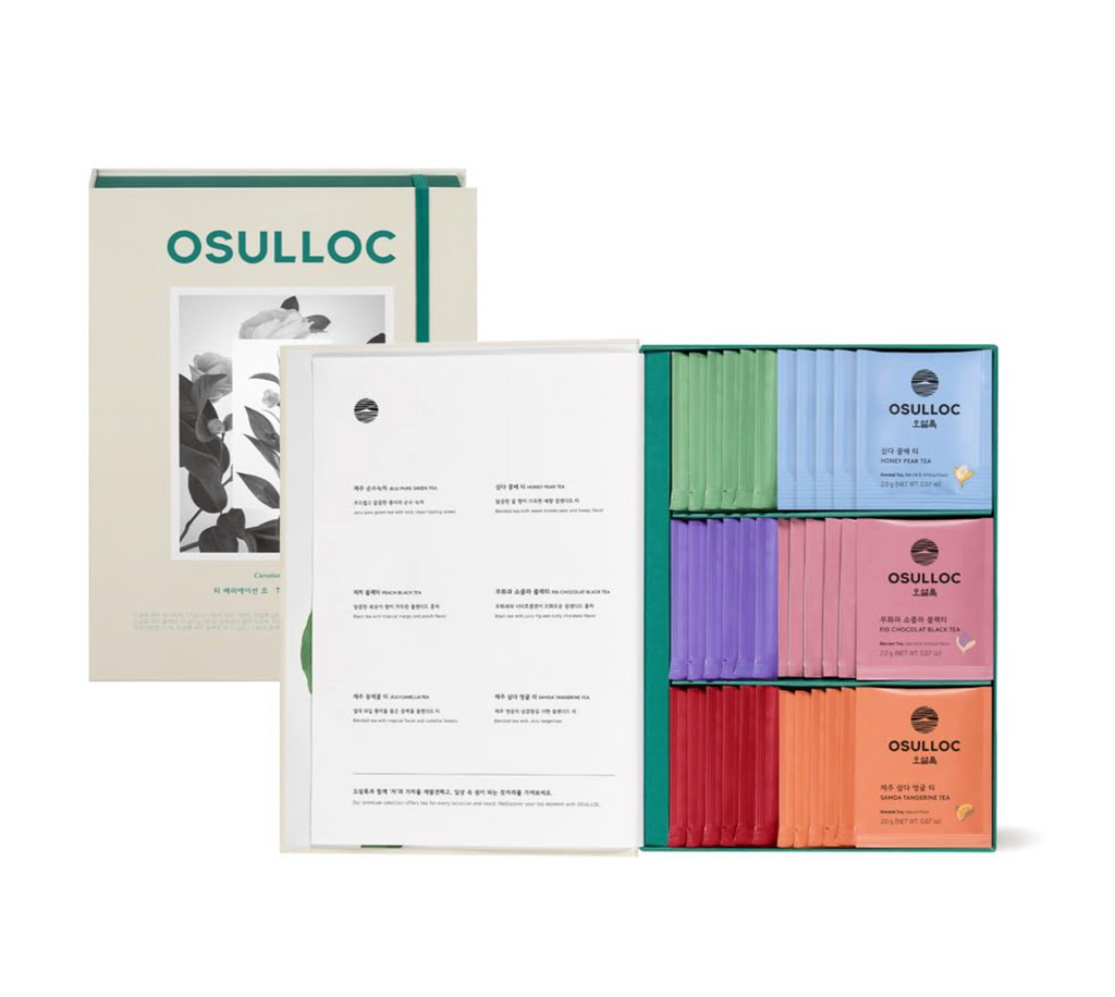 COREA: OSULLOC CAJA DE TE FOR:REST (36 UNIDADES, 6 TIPOS X 6 CADA UNO)