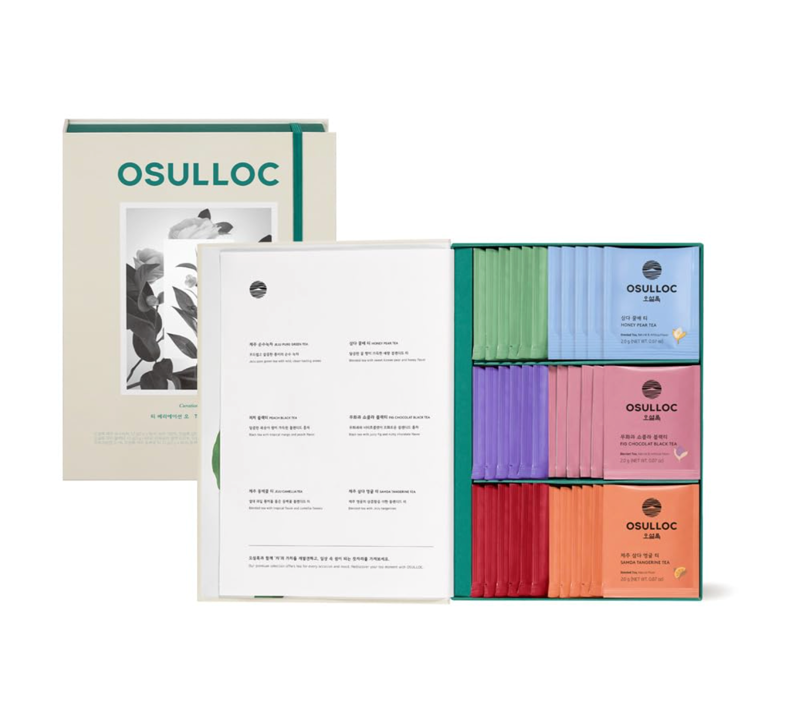 COREA: OSULLOC CAJA DE TE FOR:REST (36 UNIDADES, 6 TIPOS X 6 CADA UNO)