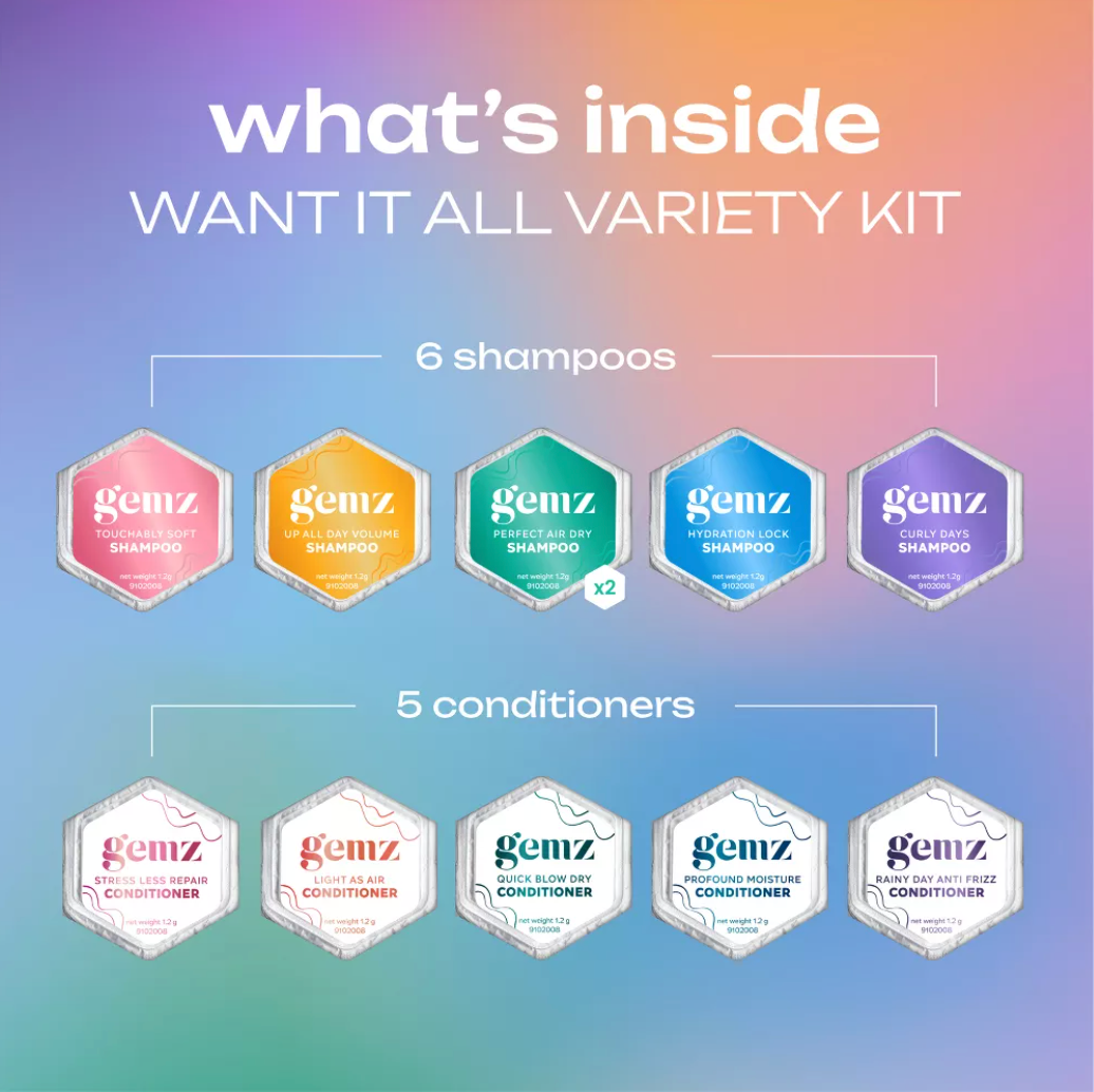 GEMZ SHAMPOO + CONDITIONER VARIETY KIT