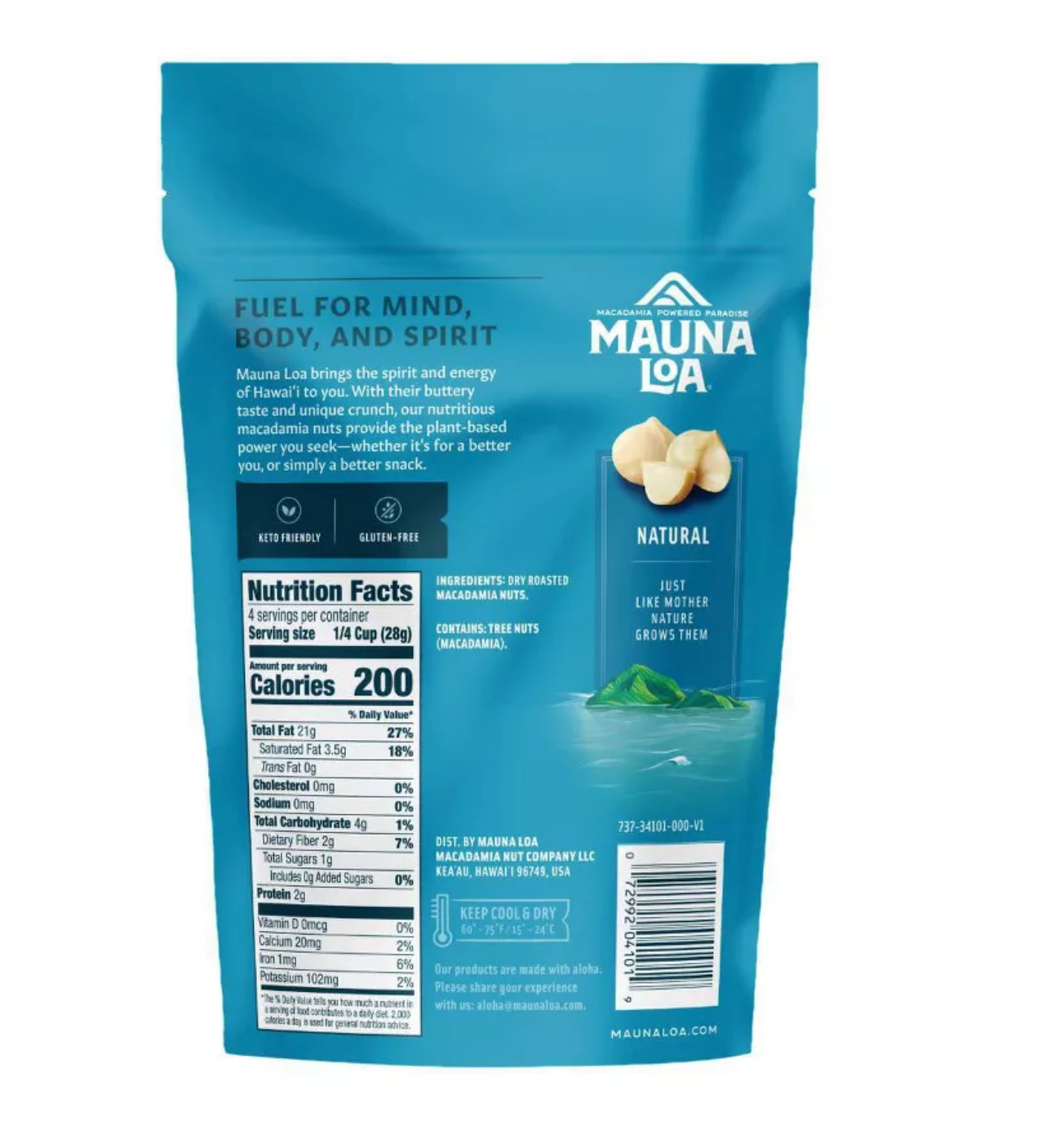 HAWAII: MAUNA LOA DRY ROASTED NATURAL MACADAMIA NUTS