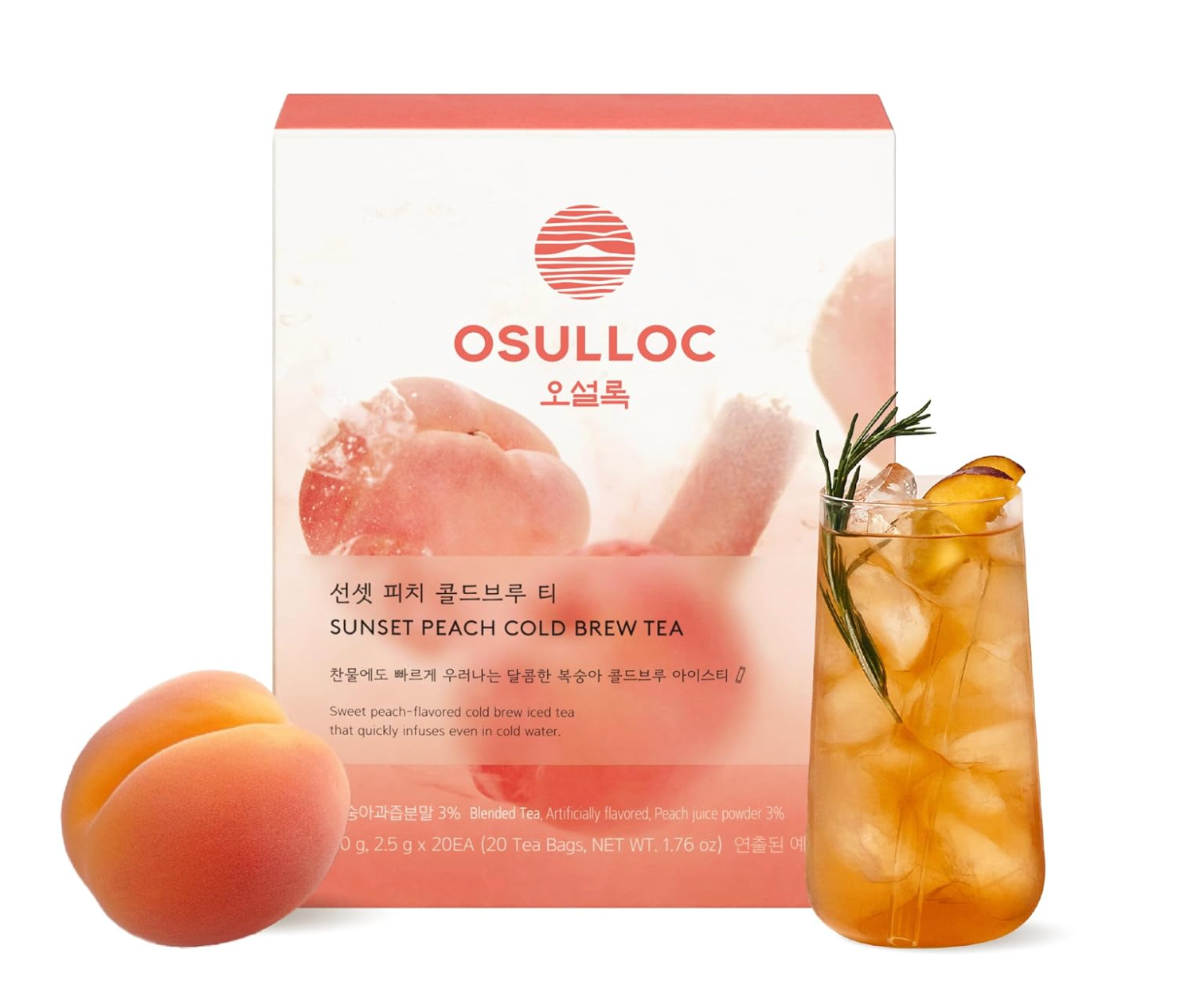 COREA: OSULLOC CAJA DE TE SUNSET PEACH (20 UNIDADES 50 G)