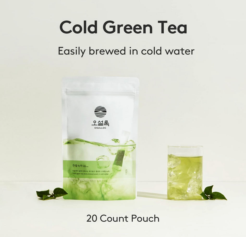 COREA: OSULLOC CAJA DE TE VERDE FRIO TE PURO ORGANICO PREMIUM (20 UNIDADES 50 G)