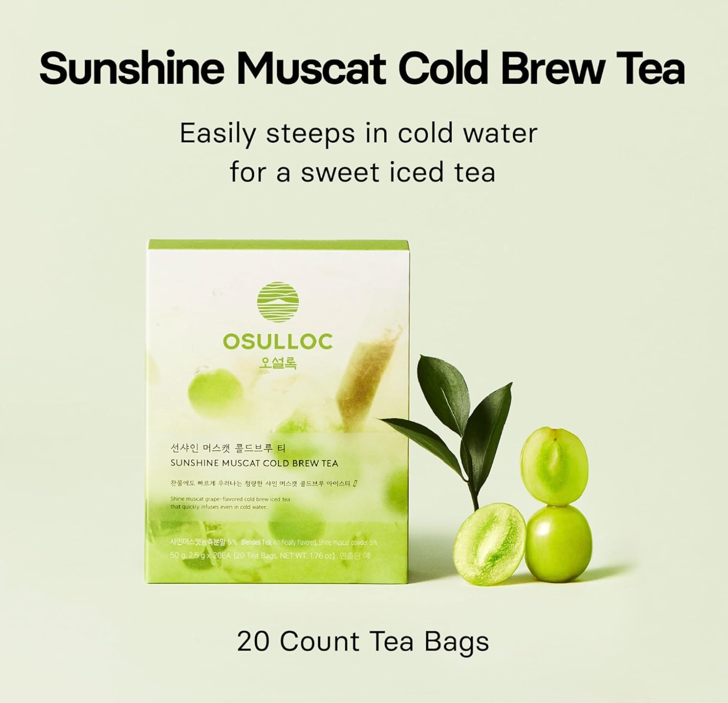 COREA: OSULLOC CAJA DE TE SUNSHINE MOSCATEL DULCE TE EN FRIO (20 UNIDADES 50 G)