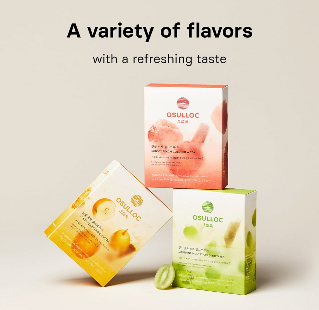 COREA: OSULLOC CAJA DE TE SUNSHINE PERA Y MIEL TE EN FRIO (20 UNIDADES 50 G)