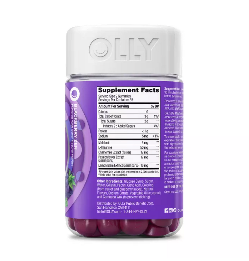 OLLY 3MG MELATONIN SLEEP GUMMIES - BLACKBERRY ZEN - 70CT