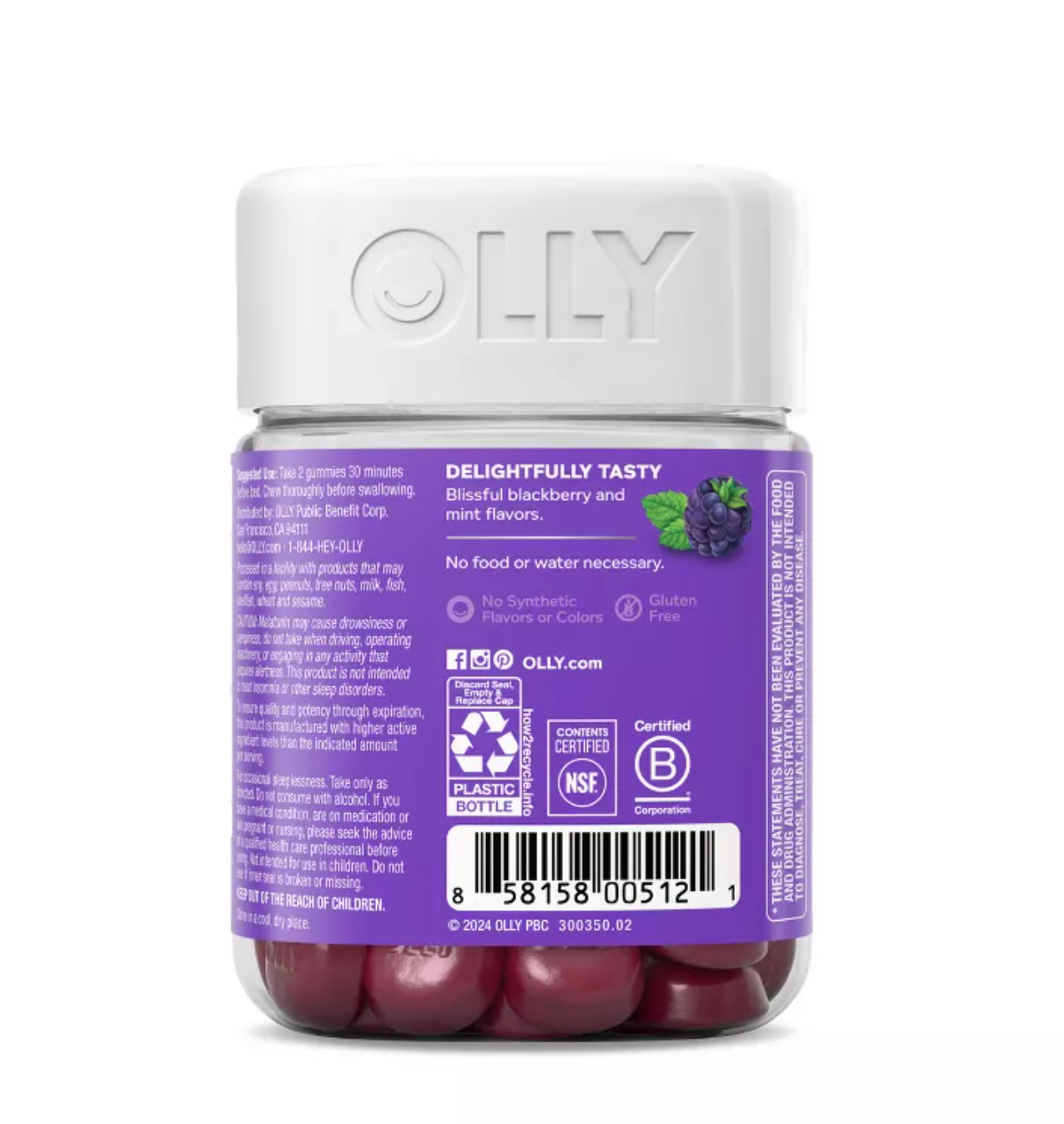 OLLY 3MG MELATONIN SLEEP GUMMIES - BLACKBERRY ZEN
