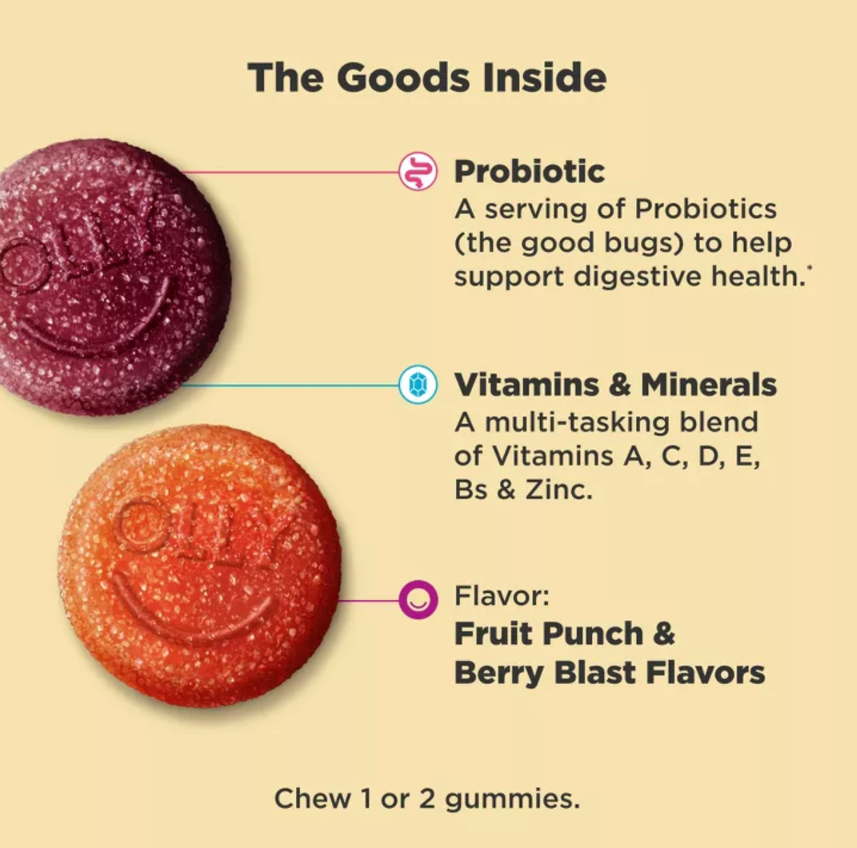OLLY KIDS' MULTIVITAMIN + PROBIOTIC GUMMIES - BERRY PUNCH