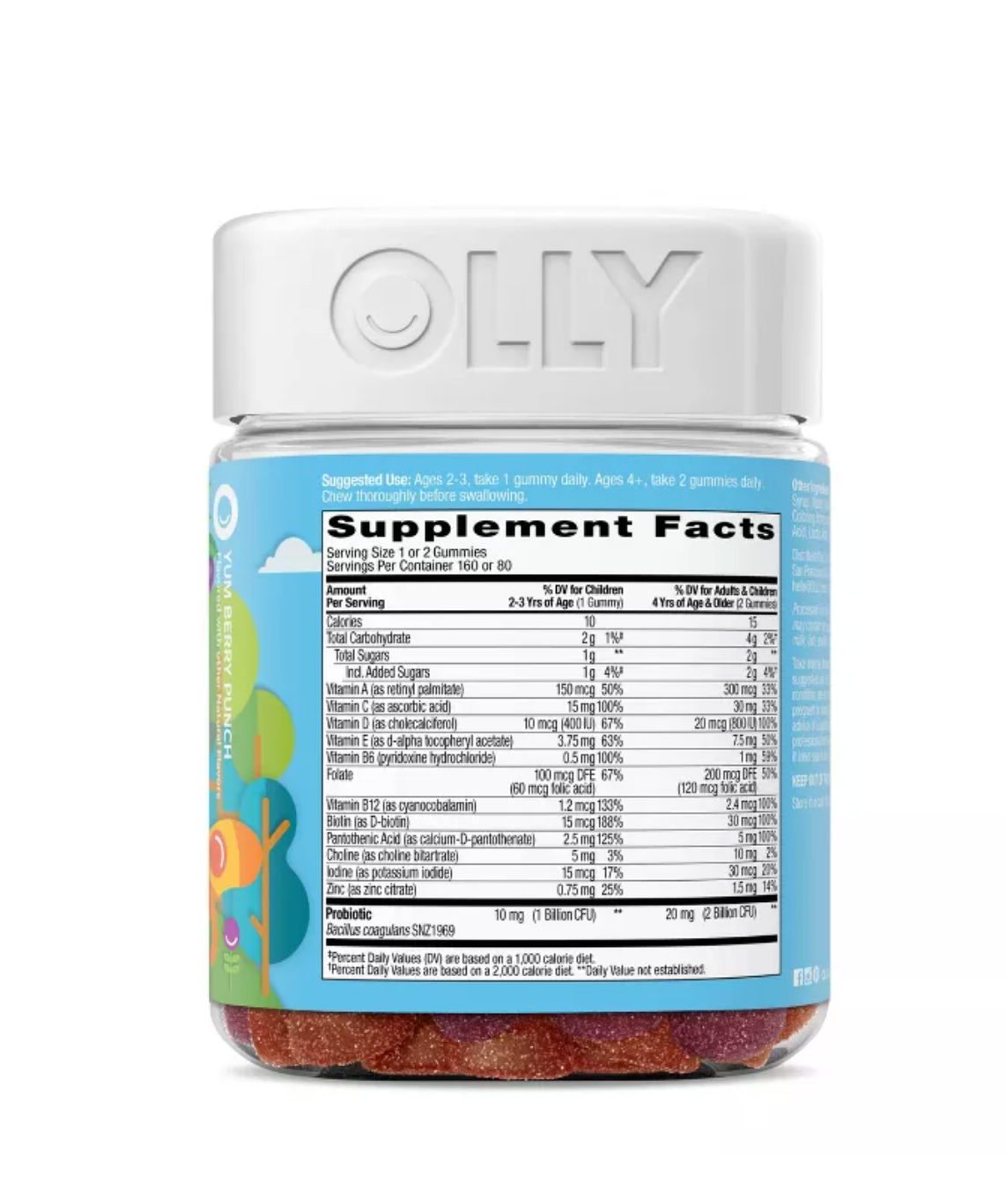 OLLY KIDS' MULTIVITAMIN + PROBIOTIC GUMMIES - BERRY PUNCH