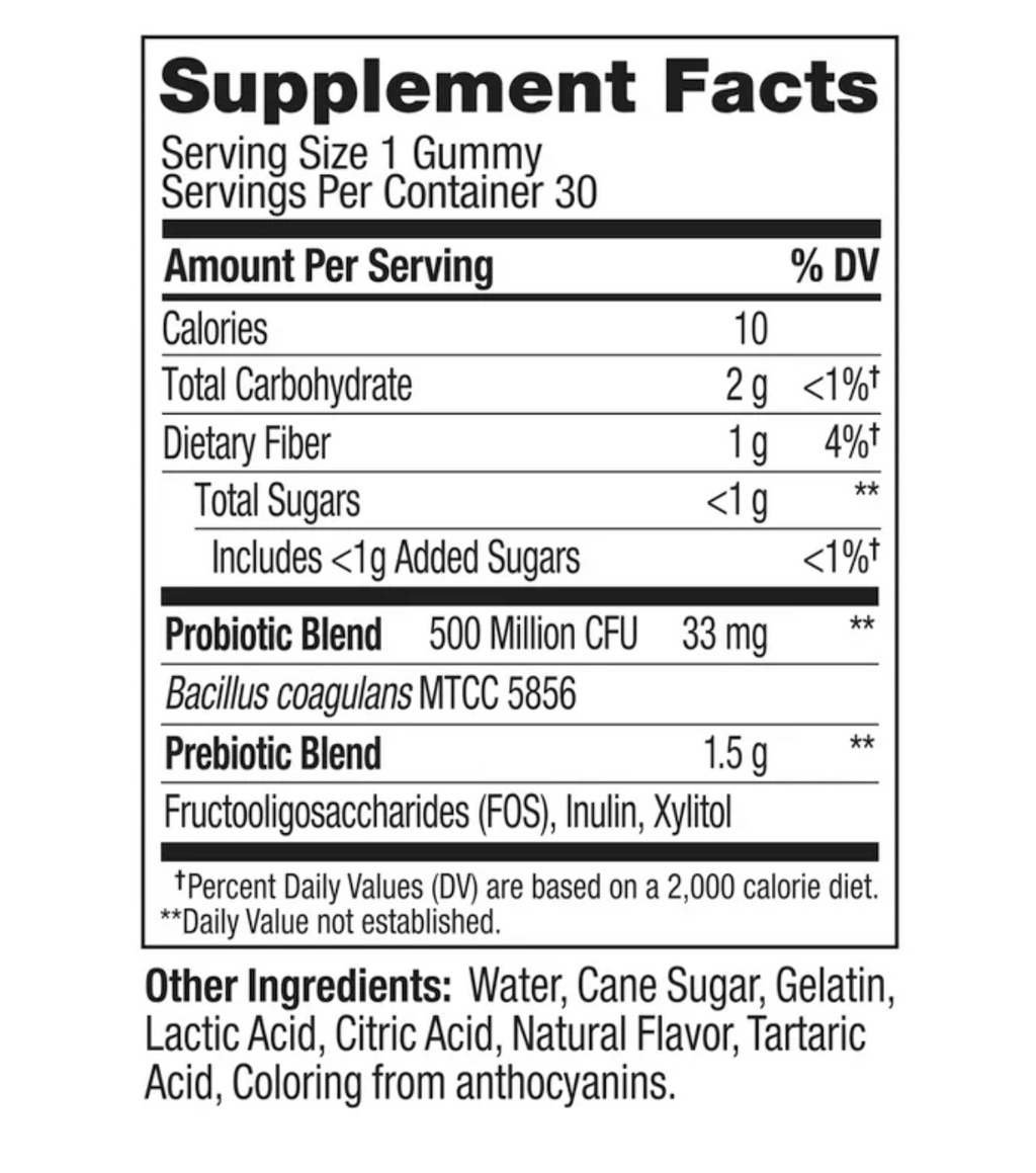 OLLY PROBIOTIC + PREBIOTIC GUMMIES - PEACHY PEACH