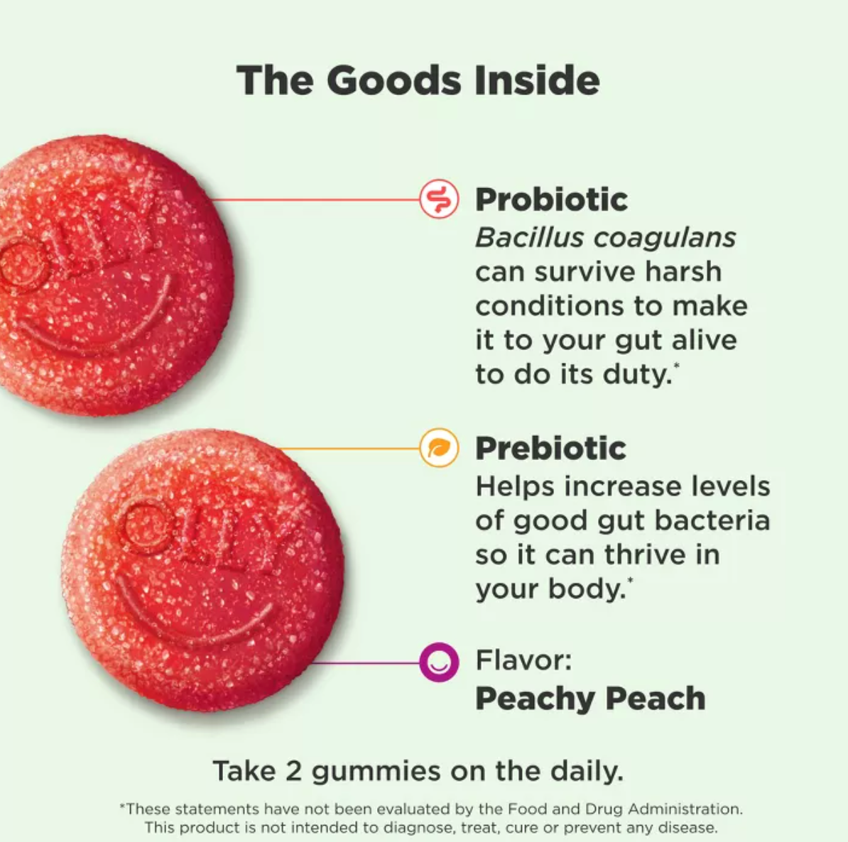 OLLY PROBIOTIC + PREBIOTIC GUMMIES - PEACHY PEACH