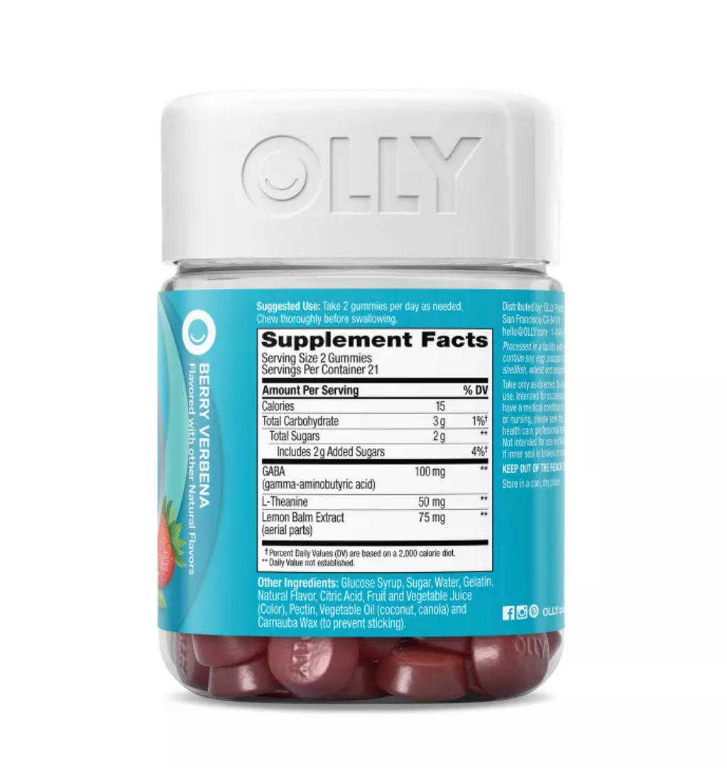 OLLY GOODBYE STRESS GUMMIES WITH GABA, L-THEANINE & LEMON BALM - BERRY VERBENA