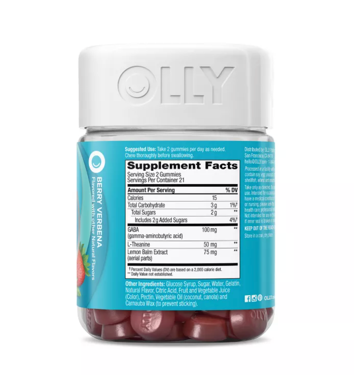OLLY GOODBYE STRESS GUMMIES WITH GABA, L-THEANINE & LEMON BALM - BERRY VERBENA