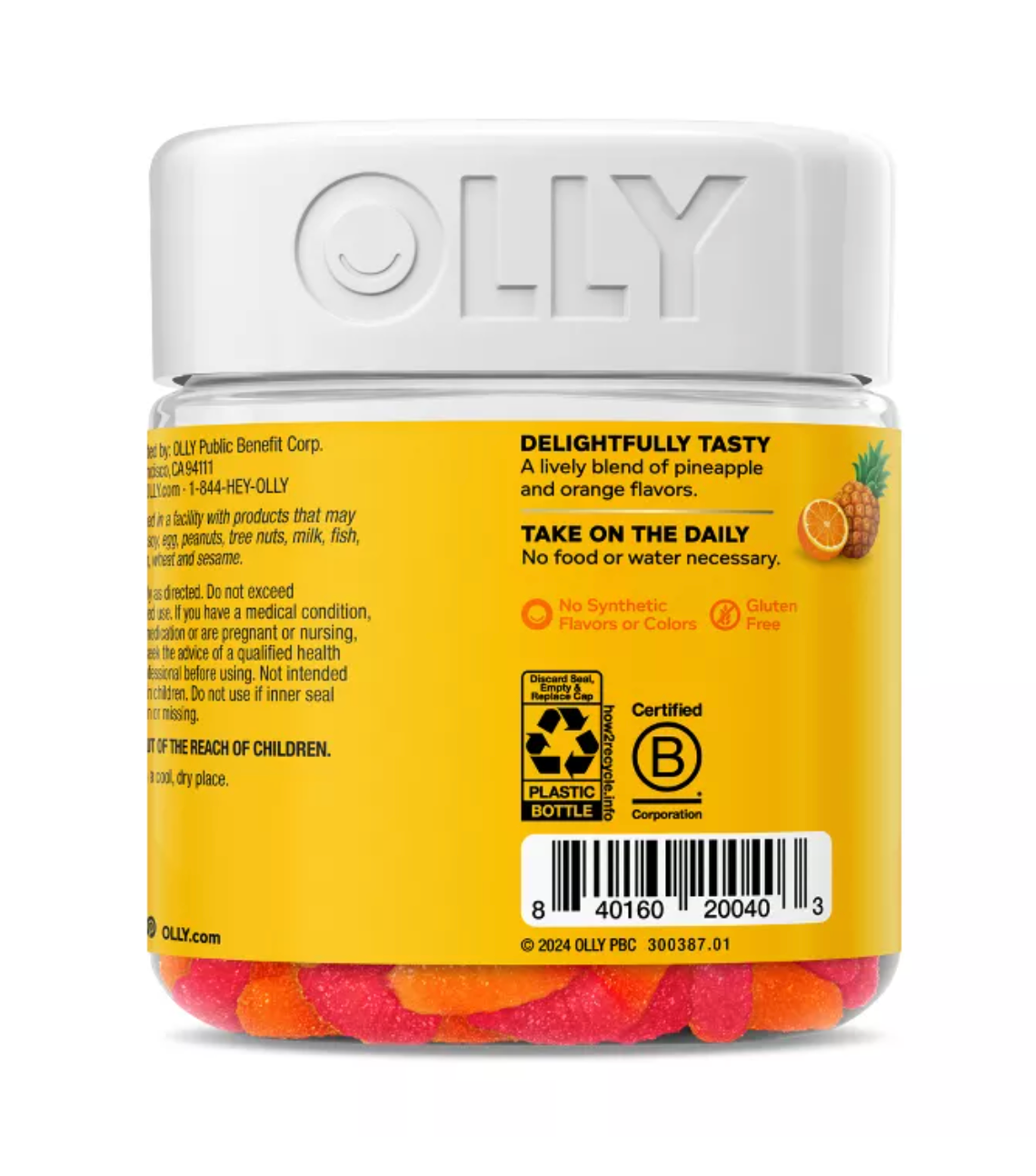 OLLY HELLO HAPPY GUMMY WORM SUPPLEMENTS WITH VITAMIN D AND SAFFRON