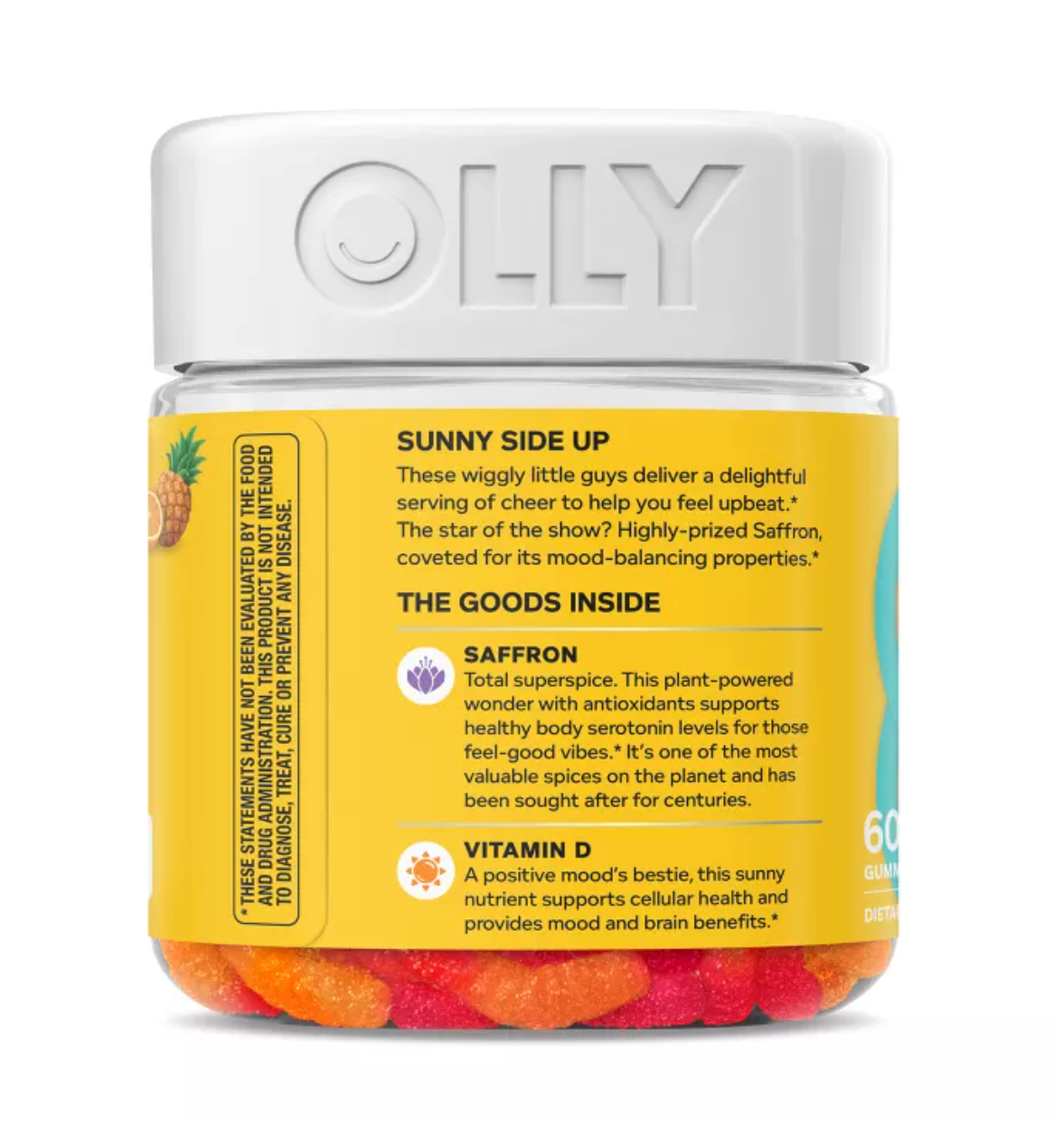 OLLY HELLO HAPPY GUMMY WORM SUPPLEMENTS WITH VITAMIN D AND SAFFRON