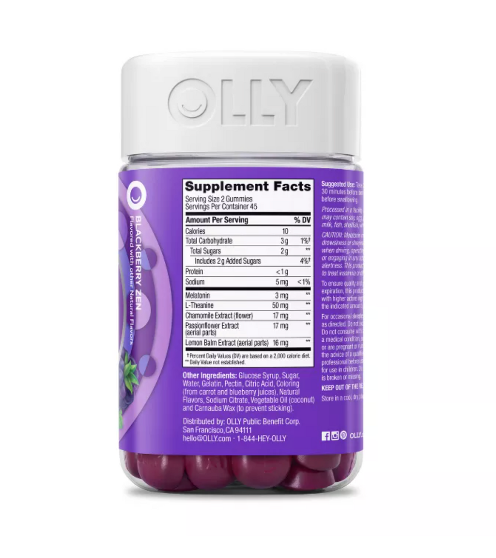 OLLY RESTFUL SLEEP MULTIVITAMINS GUMMIES - BLACKBERRY ZEN