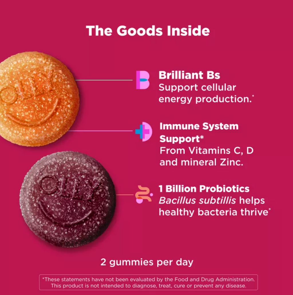 OLLY ADULT MULTIVITAMIN + PROBIOTIC SUPPLEMENT GUMMIES