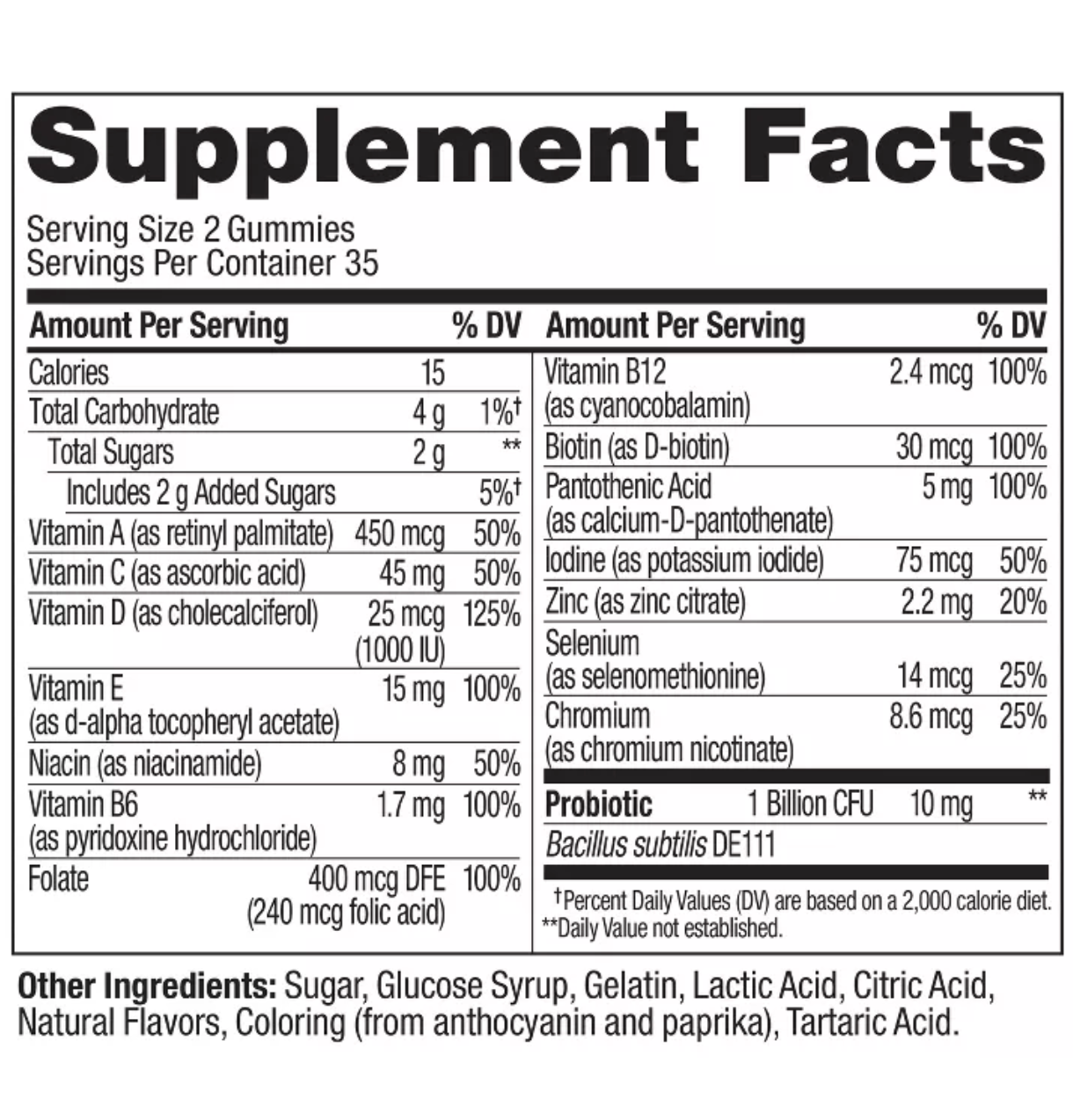 OLLY ADULT MULTIVITAMIN + PROBIOTIC SUPPLEMENT GUMMIES