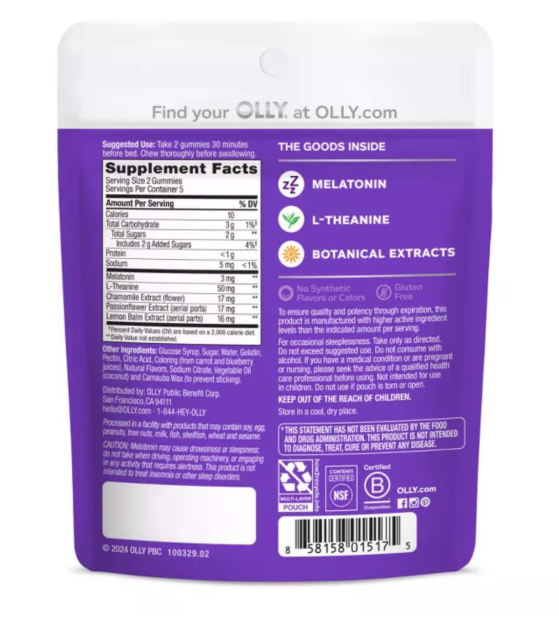 OLLY 3MG MELATONIN SLEEP GUMMIES - BLACKBERRY ZEN