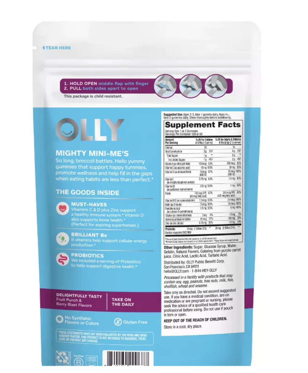 OLLY KIDS' MULTIVITAMIN + PROBIOTIC GUMMIES - BERRY PUNCH