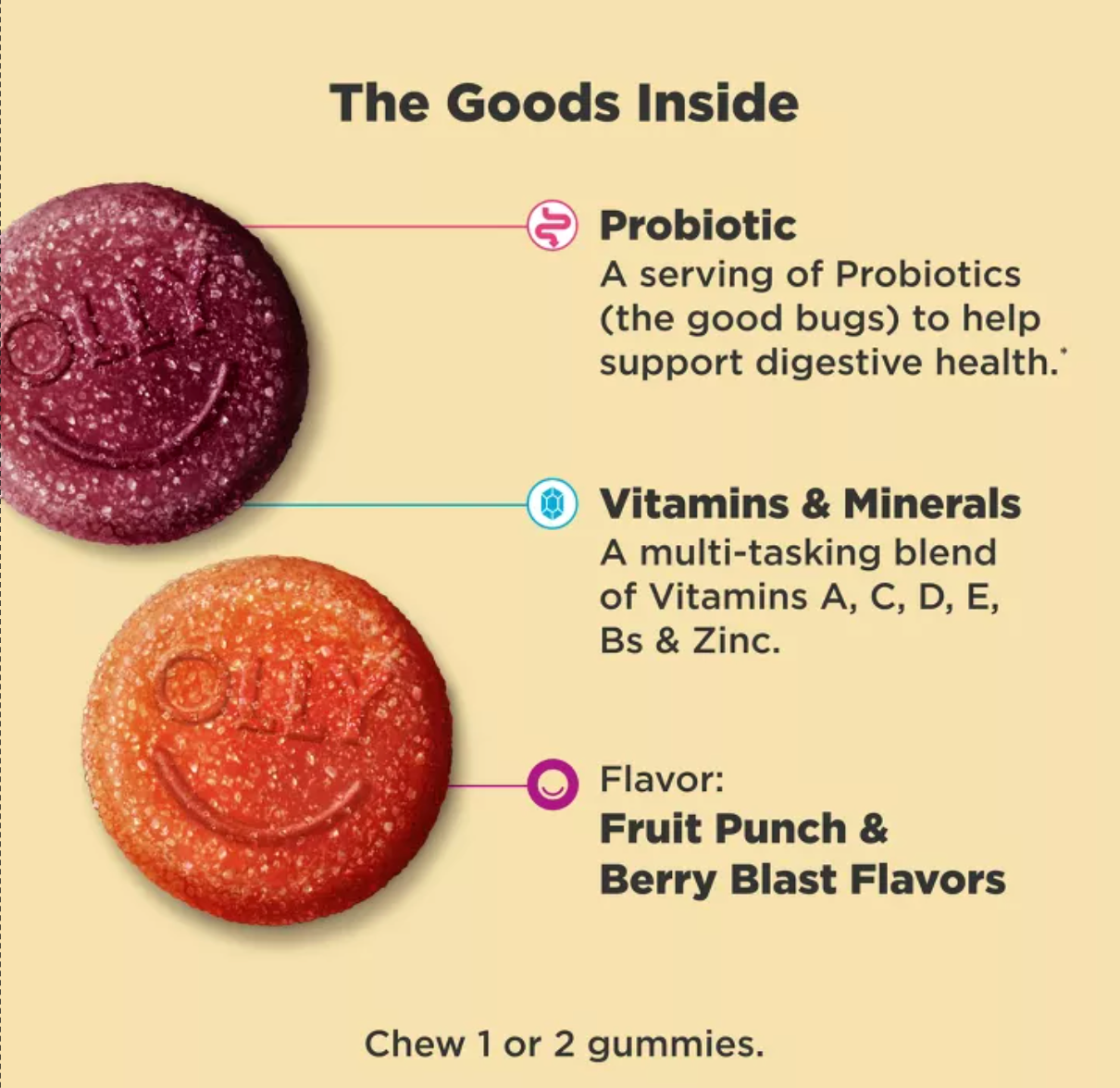 OLLY KIDS' MULTIVITAMIN + PROBIOTIC GUMMIES - BERRY PUNCH