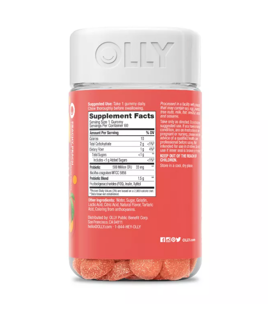 OLLY PROBIOTIC + PREBIOTIC GUMMIES - PEACHY PEACH