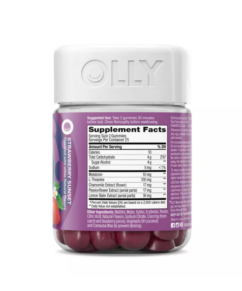 OLLY MAXIMUM SLEEP 10MG VEGAN GUMMIES - STRAWBERRY