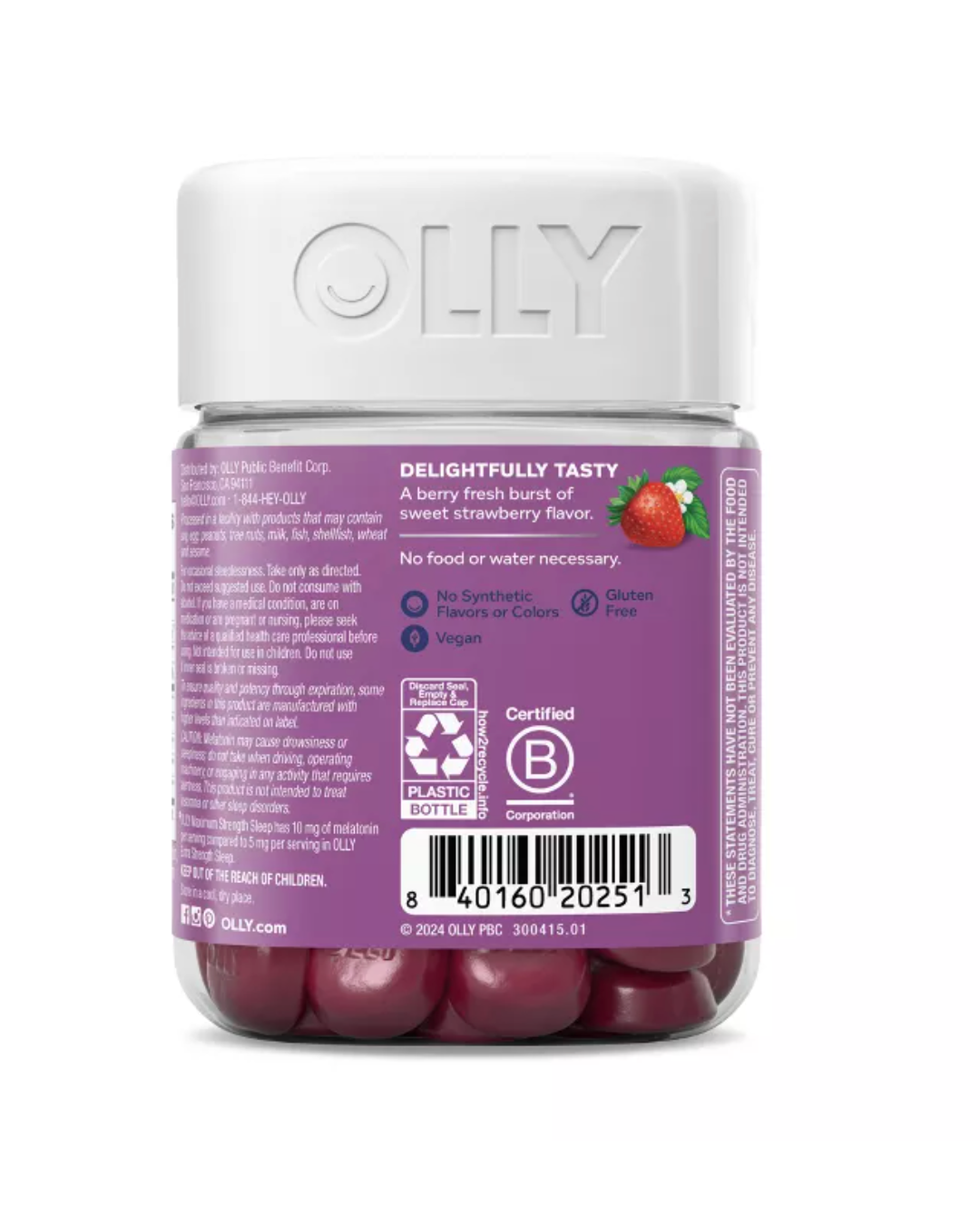 OLLY MAXIMUM SLEEP 10MG VEGAN GUMMIES - STRAWBERRY