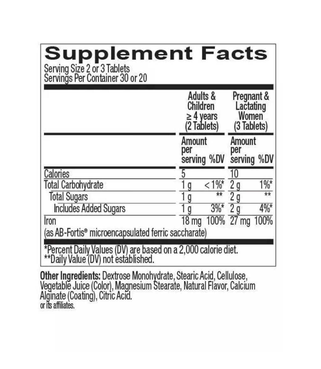 OLLY DELIGHTFUL IRON VITAMIN VEGAN CHEWABLE TABLETS