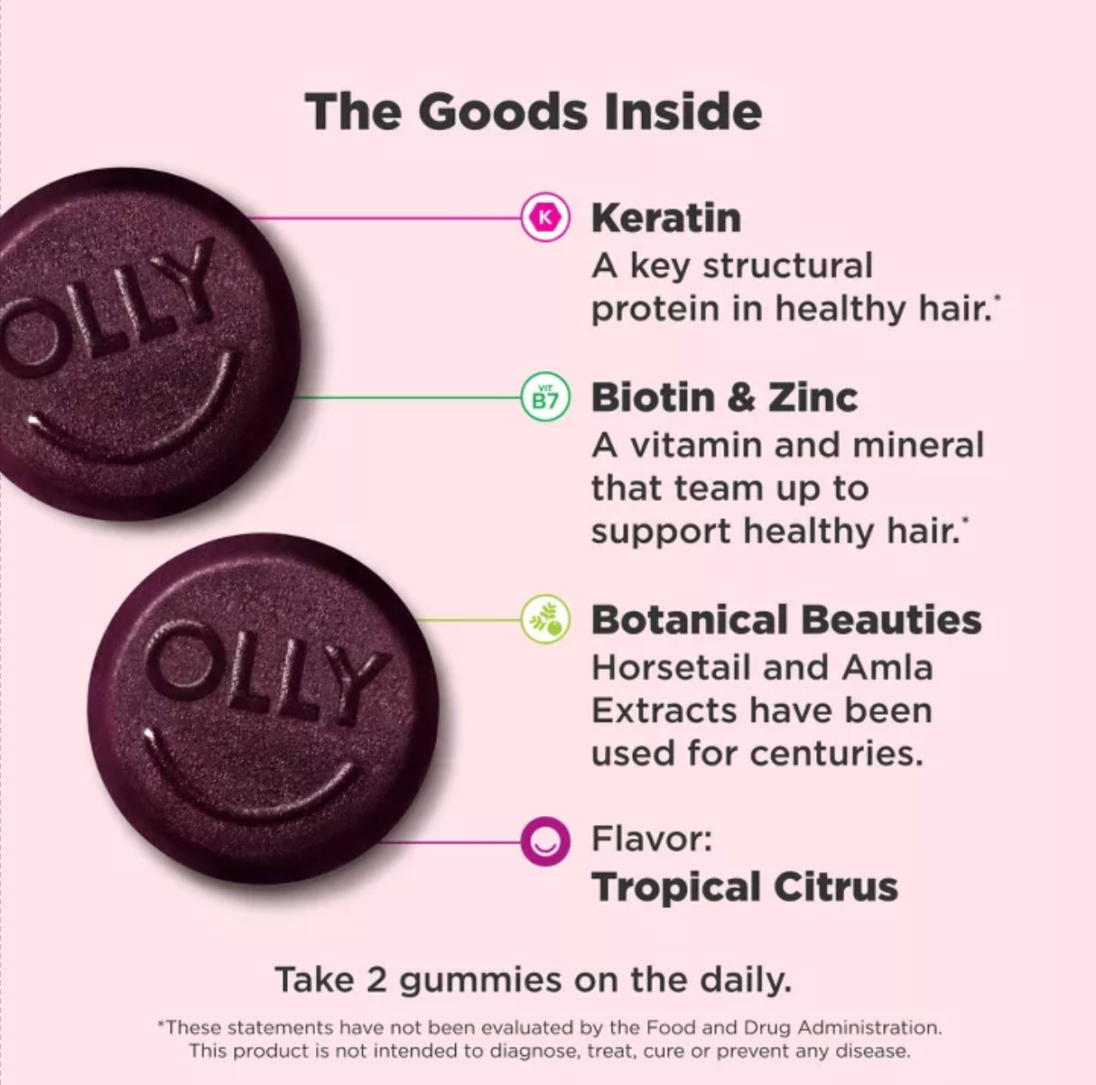 OLLY HEAVENLY HAIR SUPPLEMENT GUMMIES WITH KERATIN, AMLA, BIOTIN & MINERALS