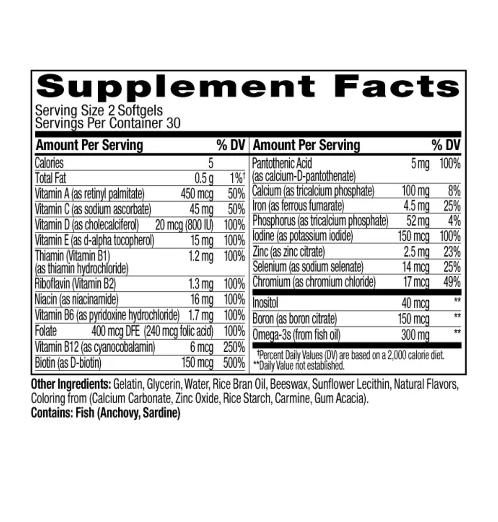 OLLY ULTRA STRENGTH WOMEN'S MULTI + OMEGA-3 DAILY VITAMIN SOFTGELS