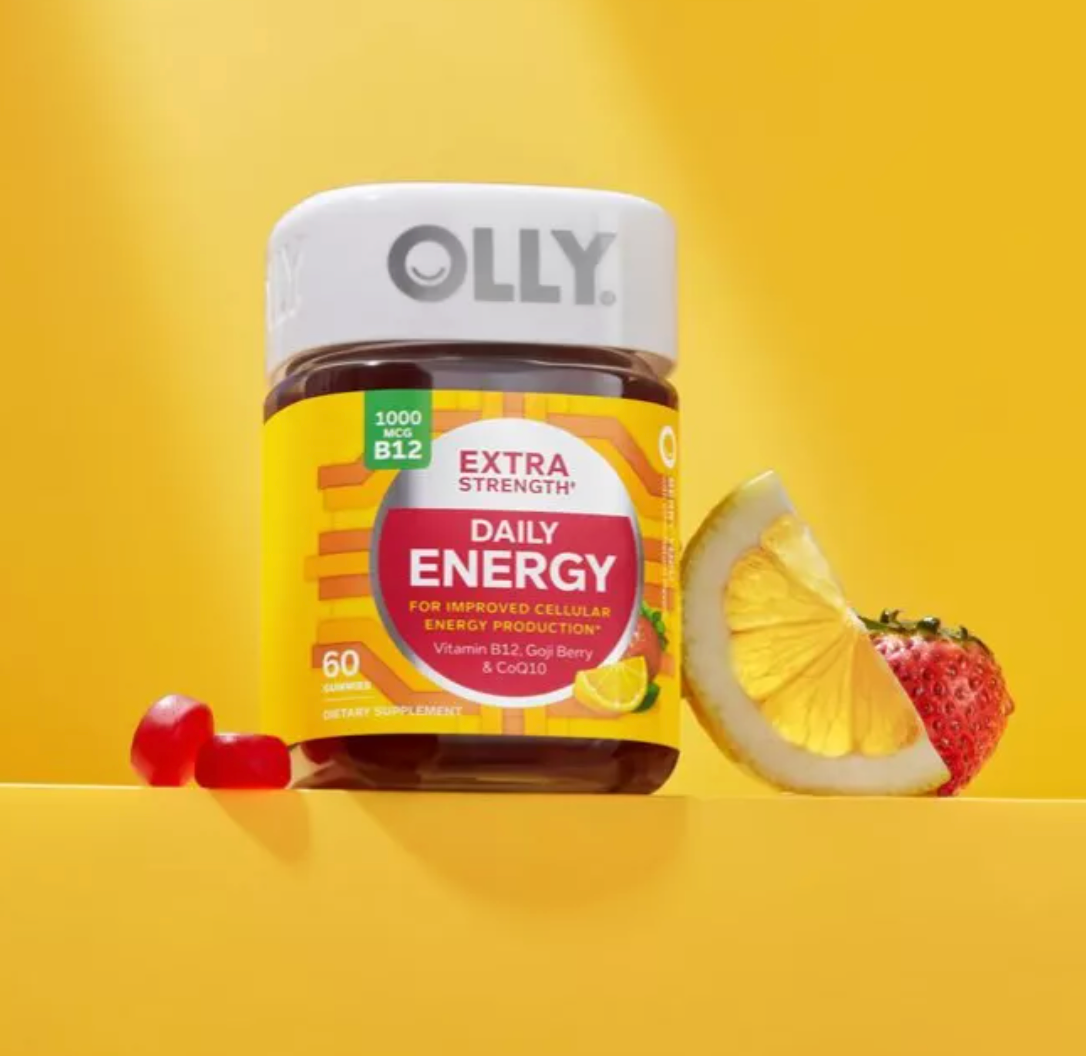 OLLY EXTRA STRENGTH DAILY ENERGY, 1000 MCG, VITAMIN B12 AND CAFFEINE-FREE GUMMIES - BERRY YUZU FLAVOR