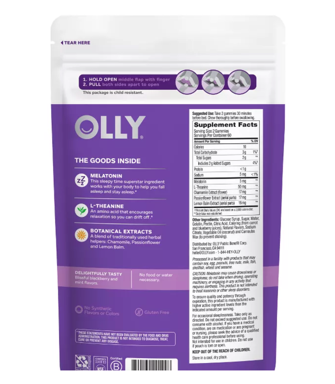 OLLY 3MG MELATONIN SLEEP GUMMIES - BLACKBERRY ZEN
