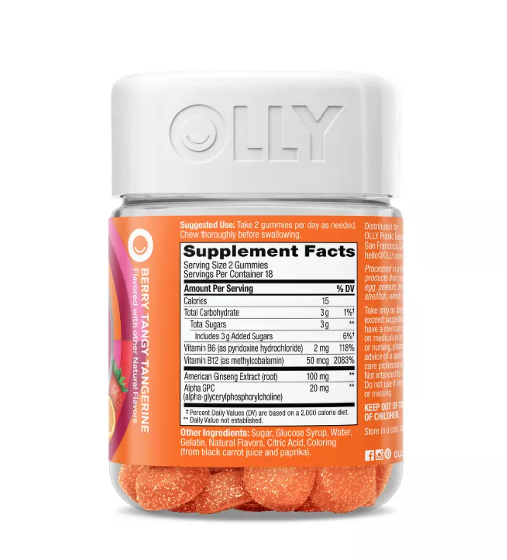 OLLY LASER FOCUS GUMMIES - BERRY TANGY TANGERINE