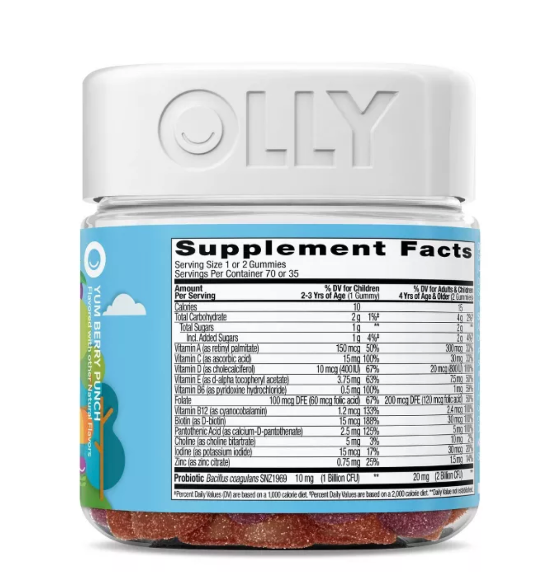 OLLY KIDS' MULTIVITAMIN + PROBIOTIC GUMMIES - BERRY PUNCH