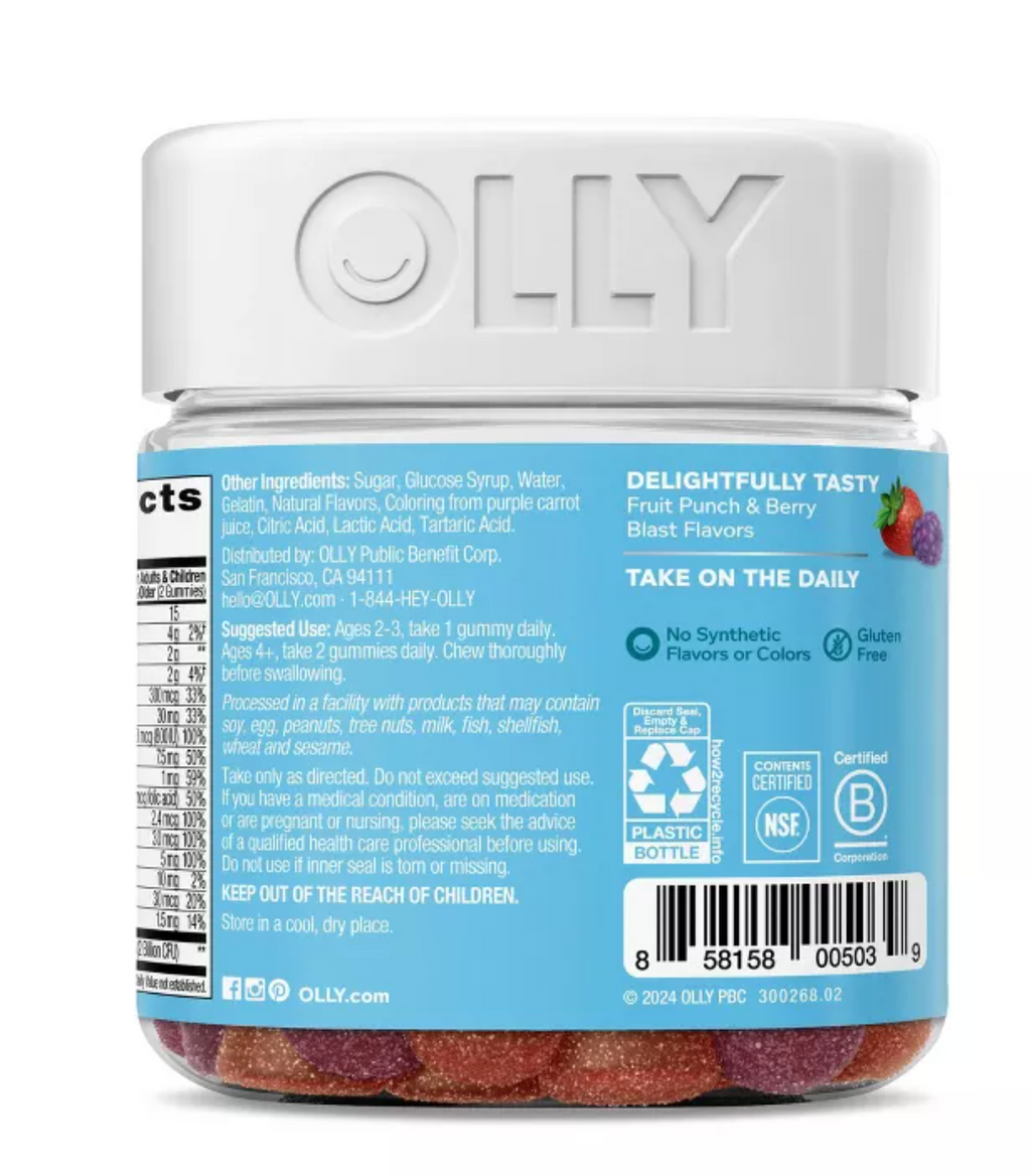 OLLY KIDS' MULTIVITAMIN + PROBIOTIC GUMMIES - BERRY PUNCH