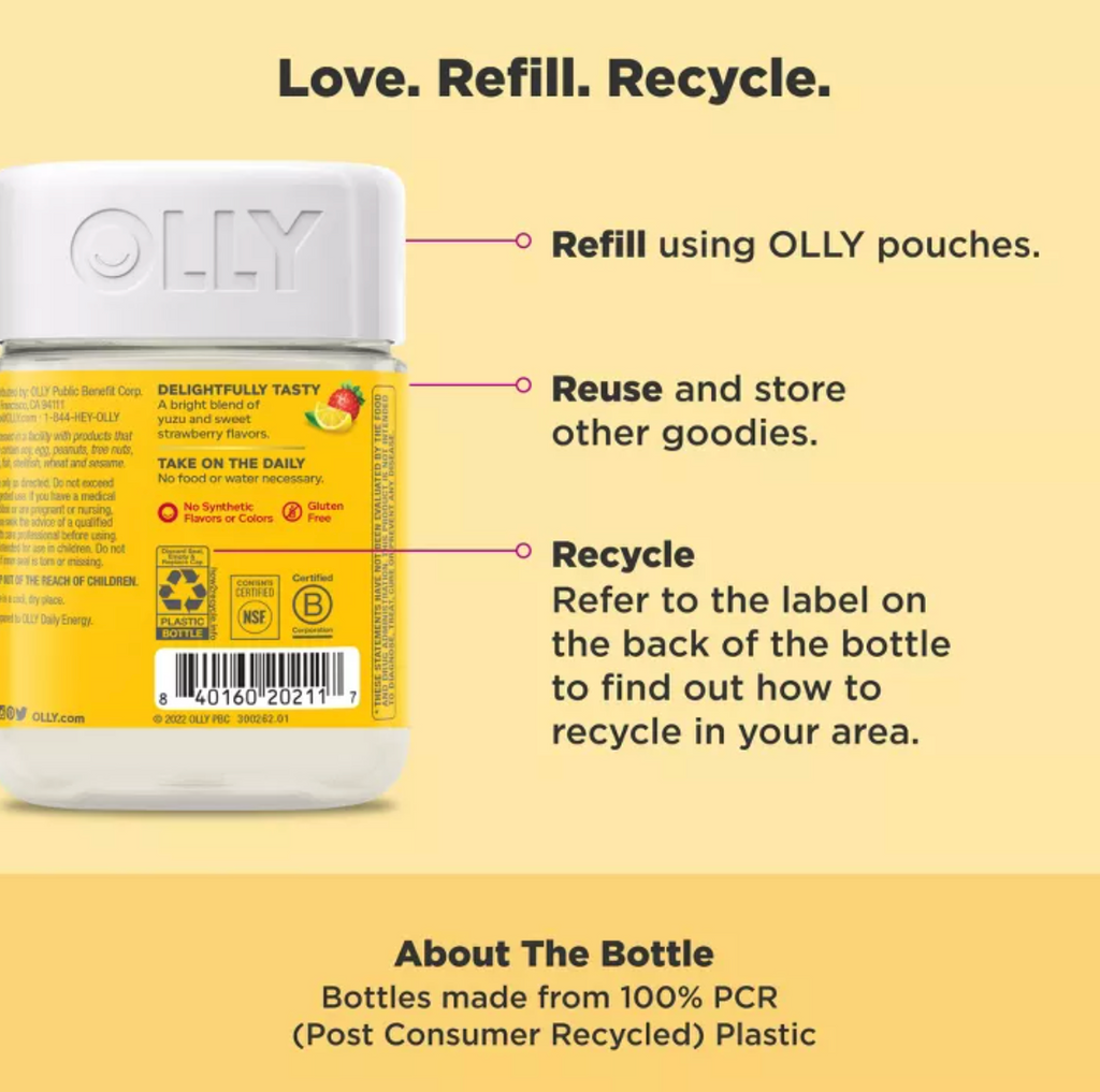 OLLY EXTRA STRENGTH DAILY ENERGY, 1000 MCG, VITAMIN B12 AND CAFFEINE-FREE GUMMIES - BERRY YUZU FLAVOR