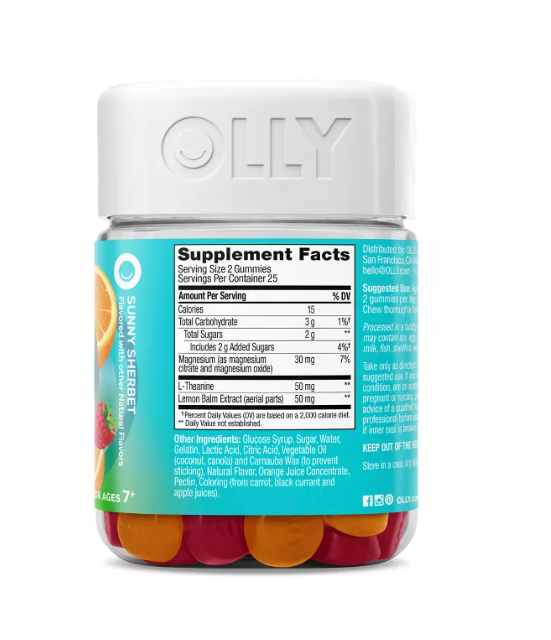 OLLY KIDS CHILLAX SUPPLEMENT GUMMIES WITH MAGNESIUM, L-THEANINE & LEMON BALM - SUNNY SHERBET
