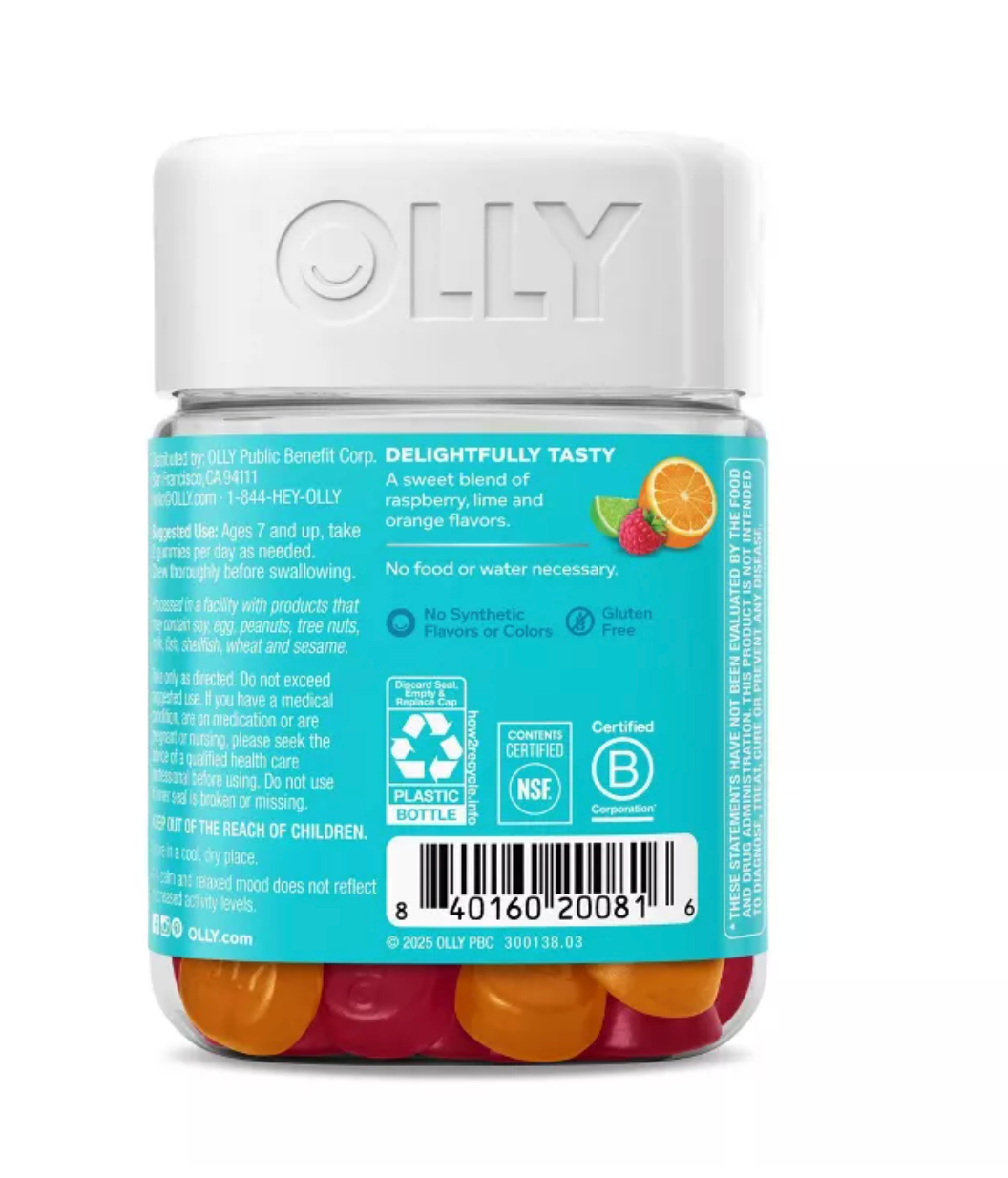 OLLY KIDS CHILLAX SUPPLEMENT GUMMIES WITH MAGNESIUM, L-THEANINE & LEMON BALM - SUNNY SHERBET