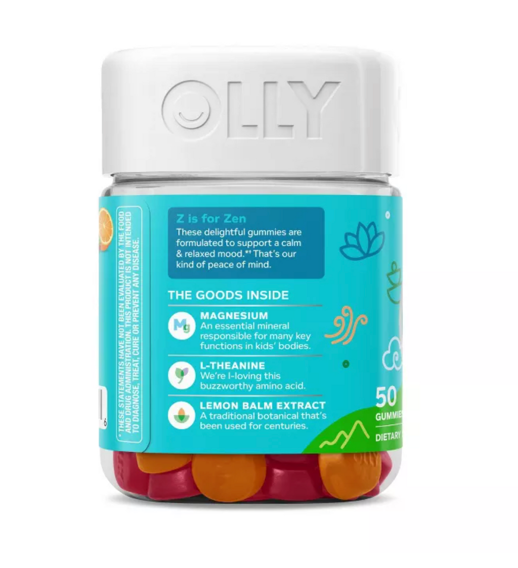 OLLY KIDS CHILLAX SUPPLEMENT GUMMIES WITH MAGNESIUM, L-THEANINE & LEMON BALM - SUNNY SHERBET