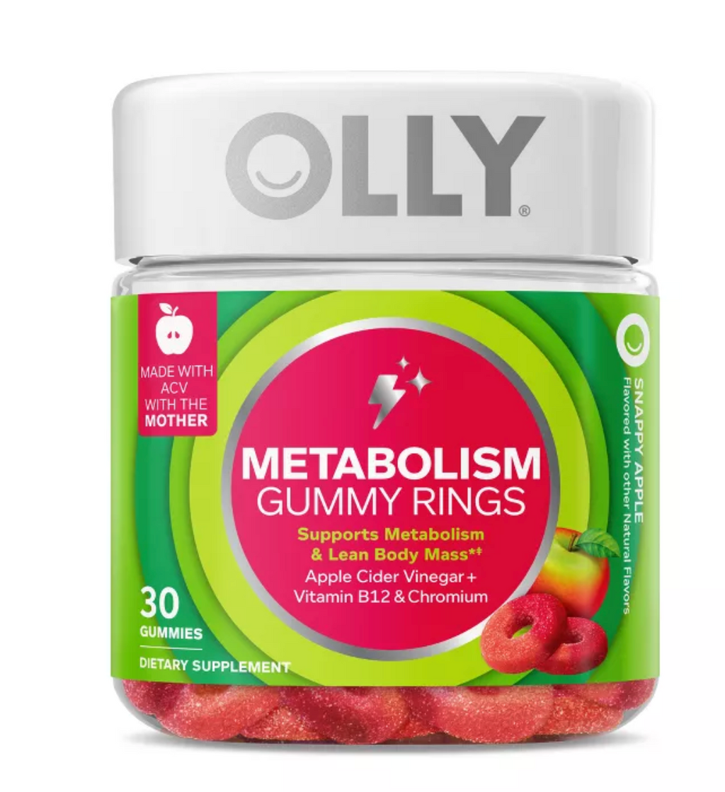 OLLY METABOLISM GUMMY RINGS WITH APPLE CIDER VINEGAR, VITAMIN B12 & CHROMIUM - APPLE