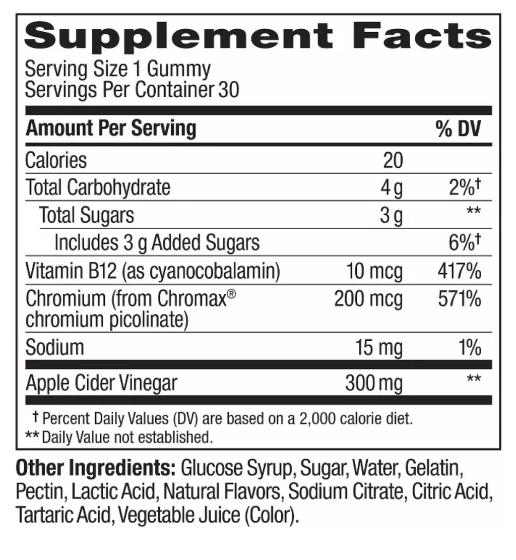 OLLY METABOLISM GUMMY RINGS WITH APPLE CIDER VINEGAR, VITAMIN B12 & CHROMIUM - APPLE