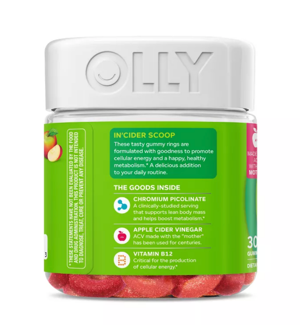 OLLY METABOLISM GUMMY RINGS WITH APPLE CIDER VINEGAR, VITAMIN B12 & CHROMIUM - APPLE