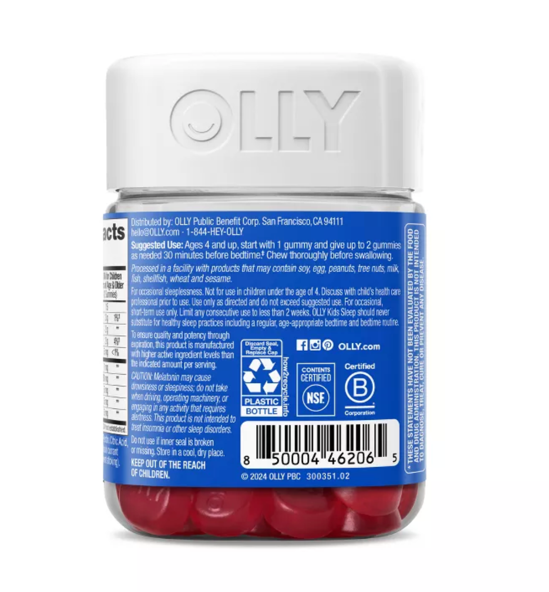 OLLY KIDS' SLEEP GUMMIES WITH .5MG MELATONIN - RASPBERRY