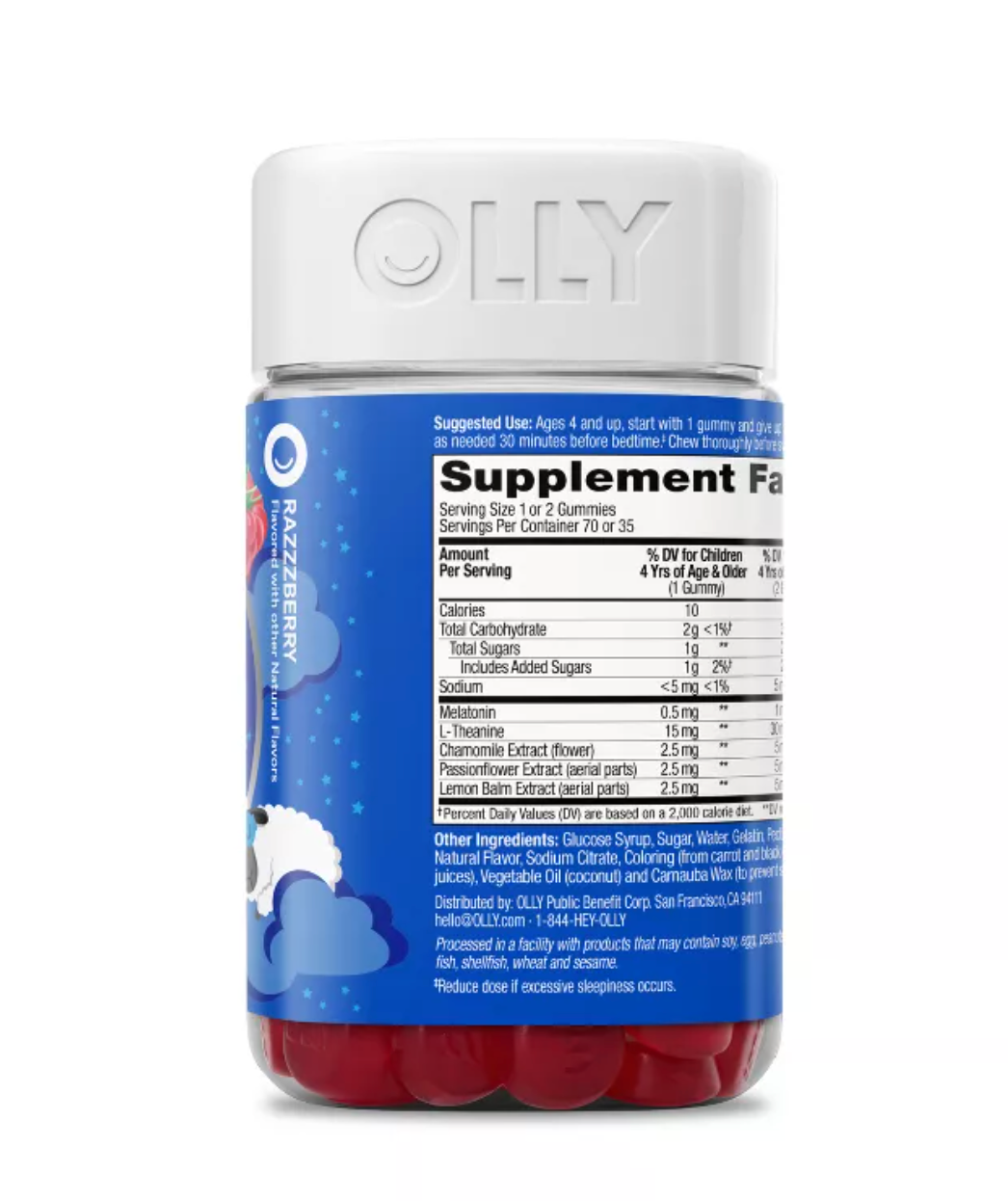 OLLY KIDS' SLEEP GUMMIES WITH .5MG MELATONIN - RASPBERRY