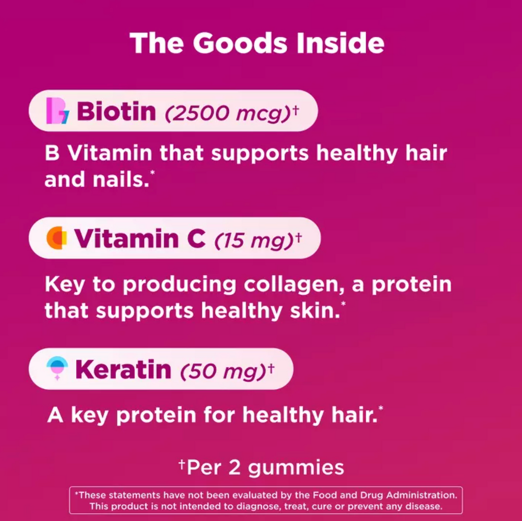 OLLY UNDENIABLE BEAUTY MULTIVITAMIN GUMMIES FOR HAIR SKIN & NAILS WITH BIOTIN, KERATIN, VITAMINS C & E - GRAPEFRUIT GLAM