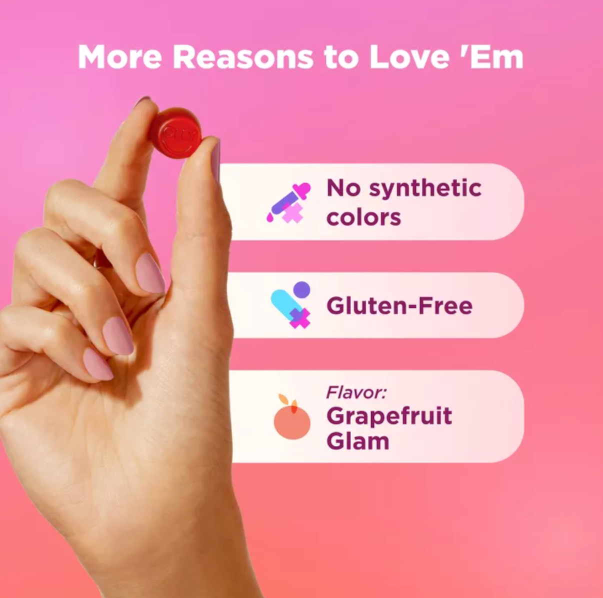 OLLY UNDENIABLE BEAUTY MULTIVITAMIN GUMMIES FOR HAIR SKIN & NAILS WITH BIOTIN, KERATIN, VITAMINS C & E - GRAPEFRUIT GLAM