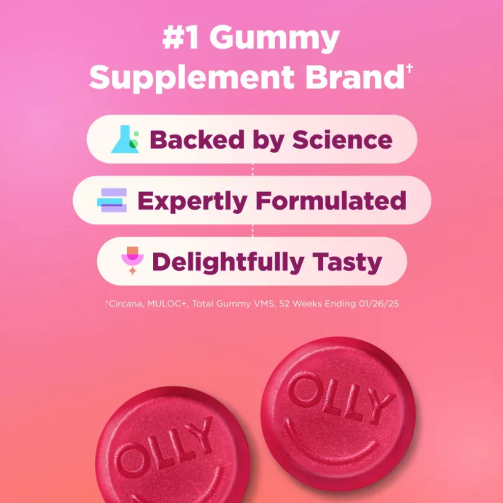 OLLY UNDENIABLE BEAUTY MULTIVITAMIN GUMMIES FOR HAIR SKIN & NAILS WITH BIOTIN, KERATIN, VITAMINS C & E - GRAPEFRUIT GLAM