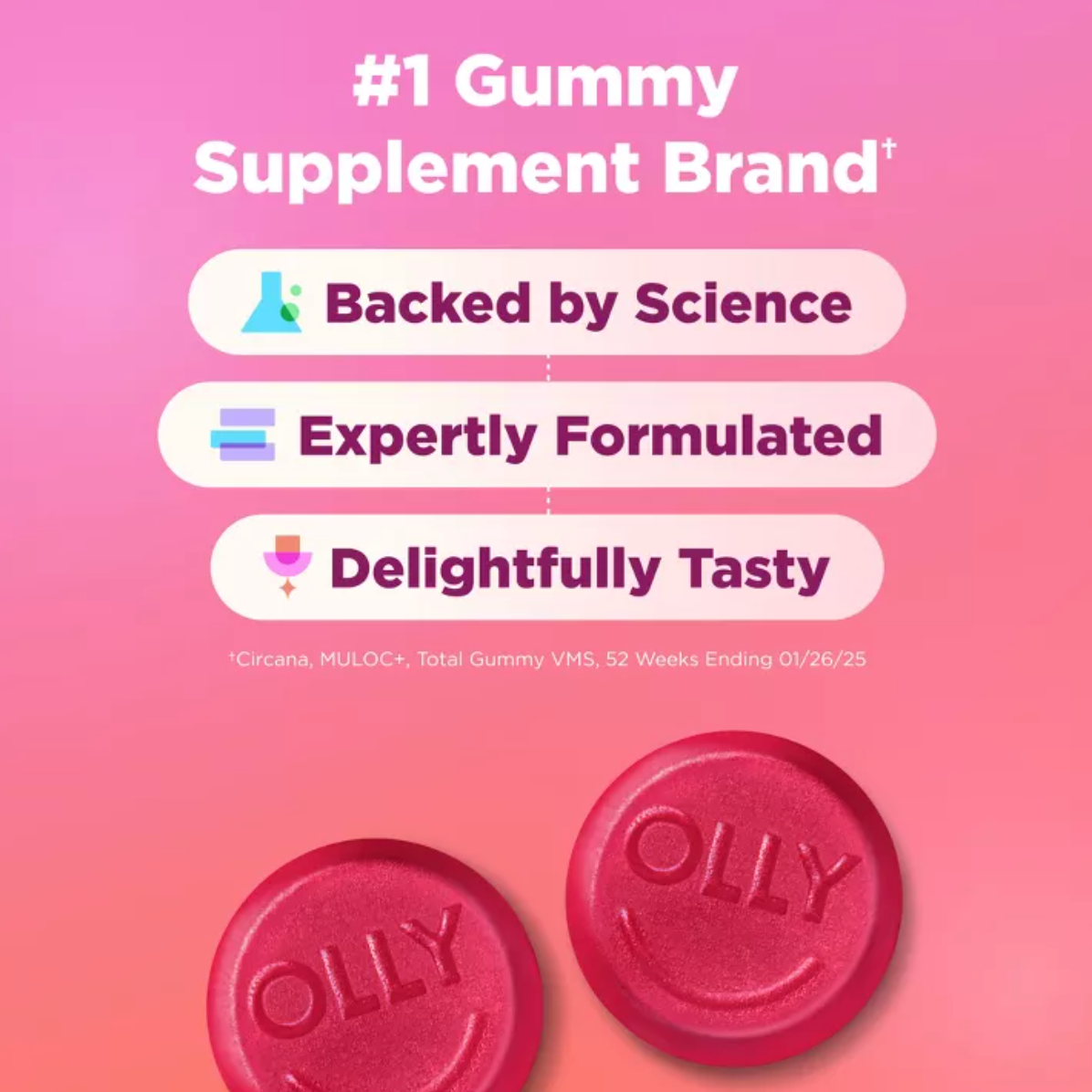 OLLY UNDENIABLE BEAUTY MULTIVITAMIN GUMMIES FOR HAIR SKIN & NAILS WITH BIOTIN, KERATIN, VITAMINS C & E - GRAPEFRUIT GLAM